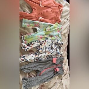 Gerber Kids One Pieces Footies - Coral, Floral, Leaf, Striped